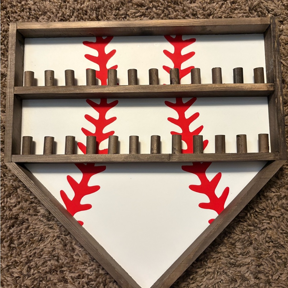 Baseball Home Plate Wall Decor with Red Stitching